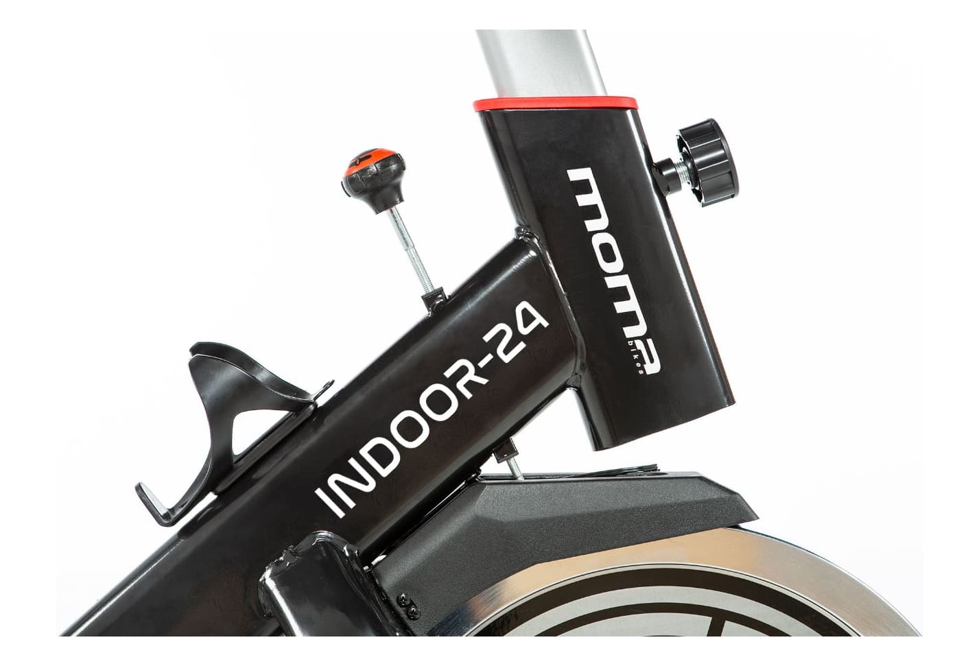 Moma Bikes Vélo d'appartement INDOOR-24 avec Volant d'inertie de 24kg Ecran  LCD 4 capteurs cardiaques intégrés au guidon selle ergonomique